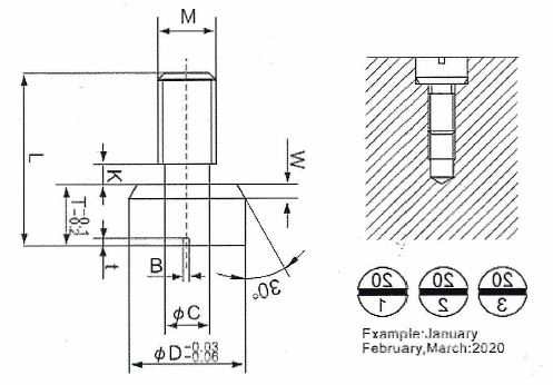 Календарный штамп ввинчиваемого типа для литья металла под давлением