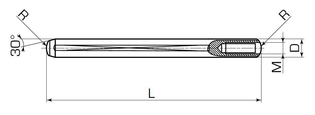 Штифты DIN7979 с резьбой